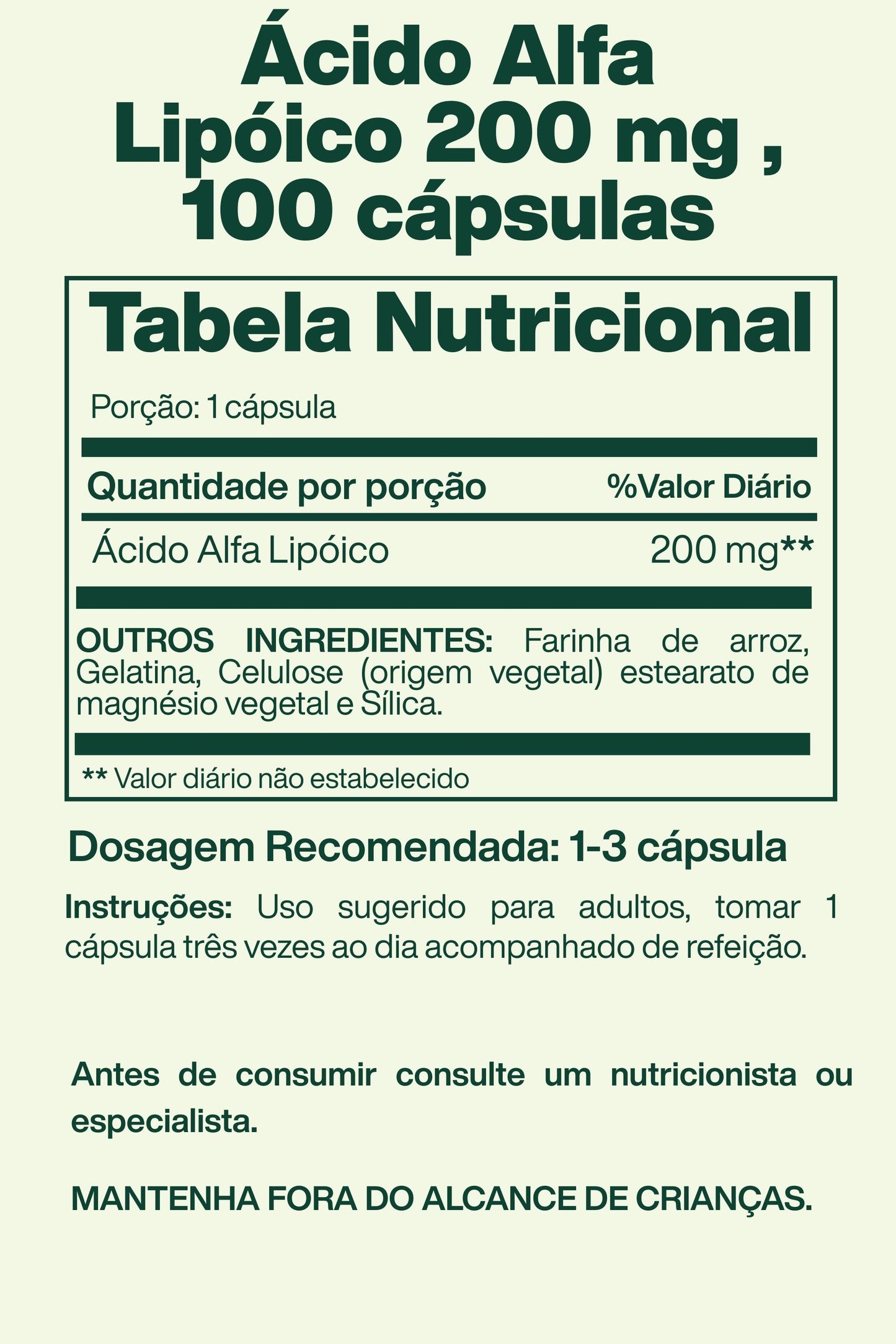 Ácido Alfa Lipóico 200 mg , 100 cápsulas - Spring Valley