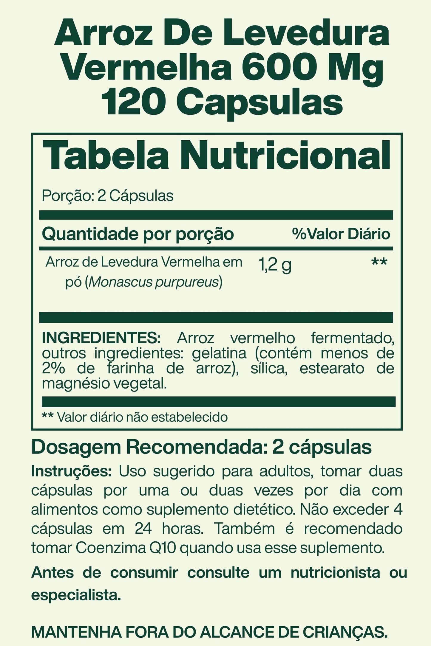 Arroz De Levedura Vermelha 600 Mg 120 Capsulas - Spring Valley
