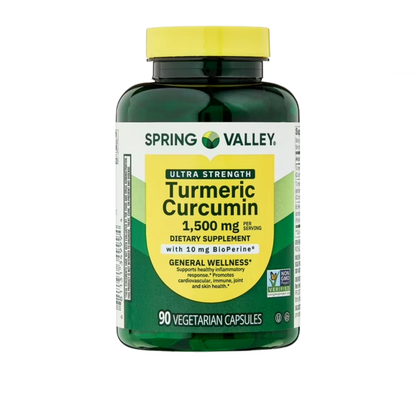 Curcumina Turmeric Ultra Forte 1500 mg com 90 Cápsulas - Spring Valley