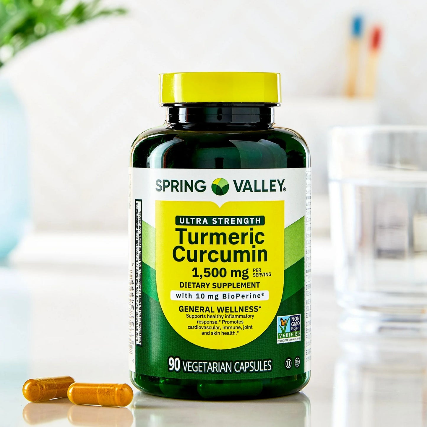 Curcumina Turmeric Ultra Forte 1500 mg com 90 Cápsulas - Spring Valley