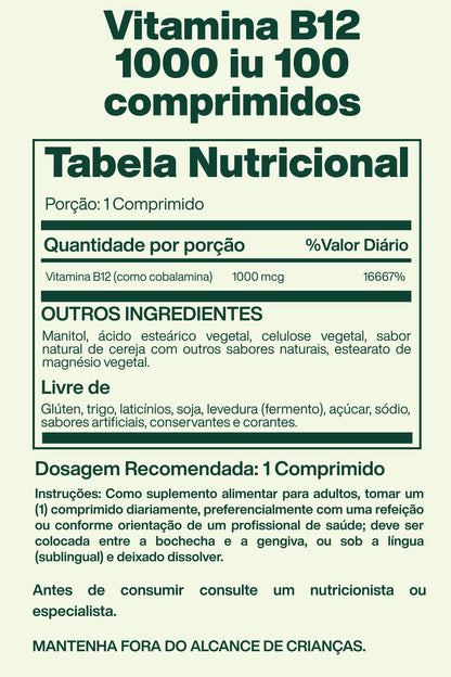 Vitamina B12  1000 mcg 100 comprimidos - Solgar