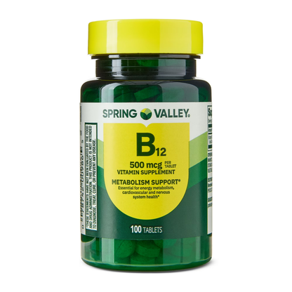 Vitamina B12 com 500 mcg , 100 Tabletes - Spring Valley