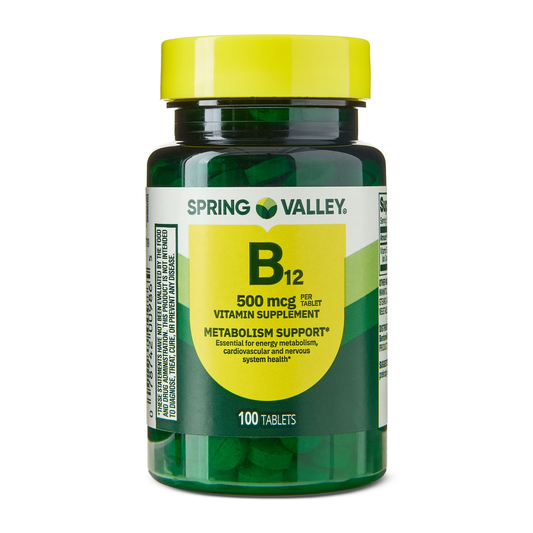 Vitamina B12 com 500 mcg , 100 Tabletes - Spring Valley
