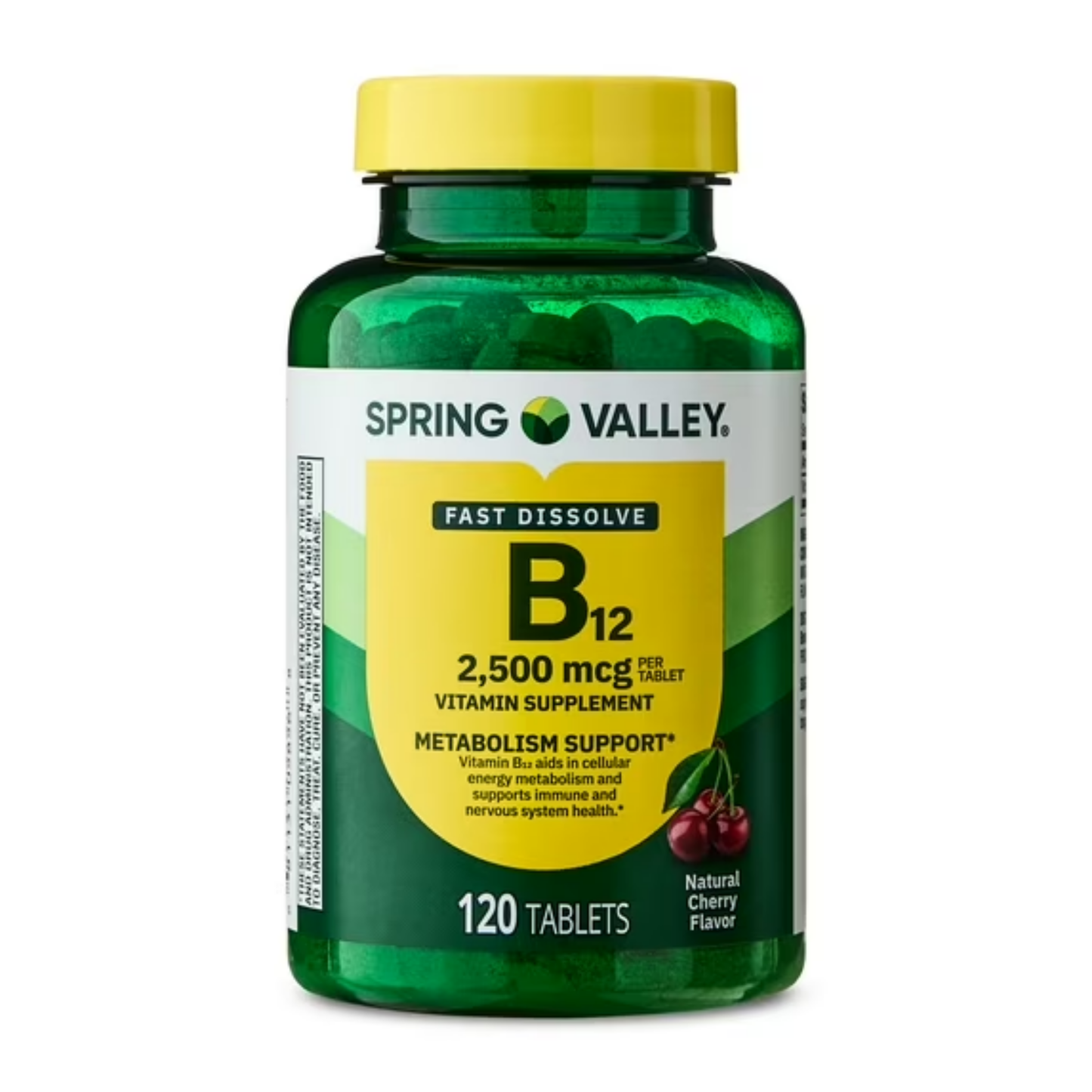Vitamina B12 Rápida Absorção 2500mcg 120 Tabletes Sabor Cereja - Spring Valley