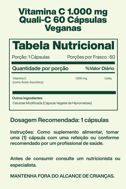 Vitamina C 1.000 mg Quali-C 60 Cápsulas Veganas - Lake Avenue Nutrition