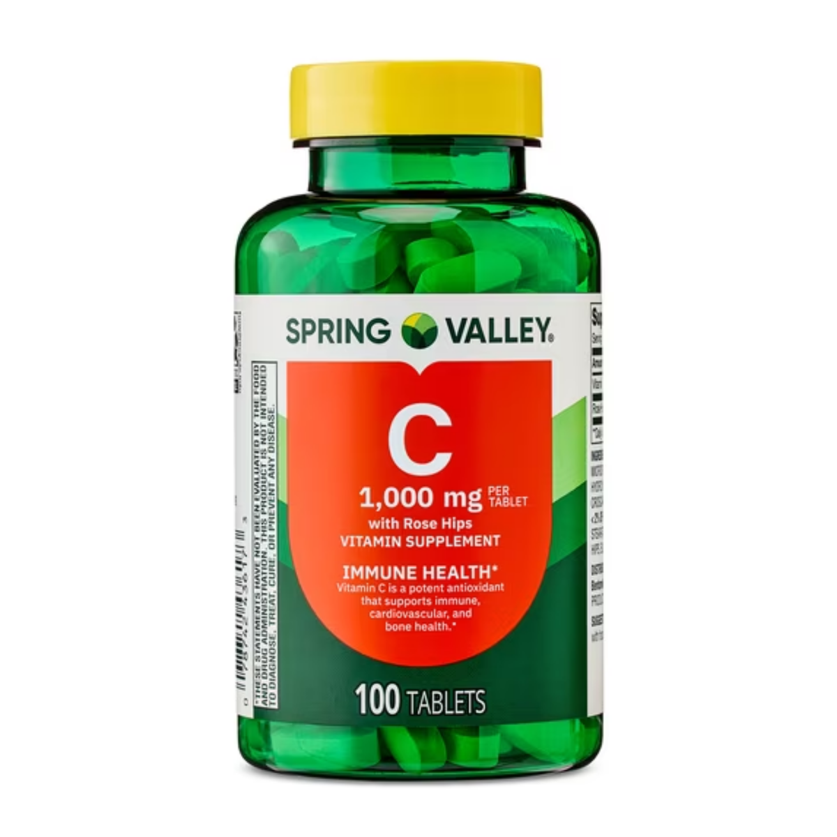 Vitamina C com Rose Hips 1000mg e 100 Comprimidos - Spring Valley