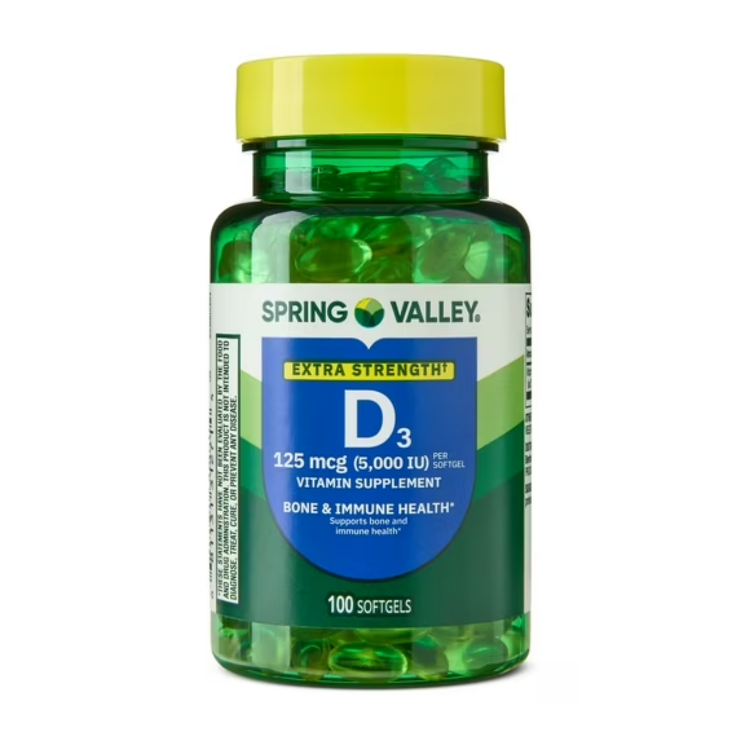 Vitamina D3, 125 mcg, 5.000 iu com 100 Softgel - Spring Valley