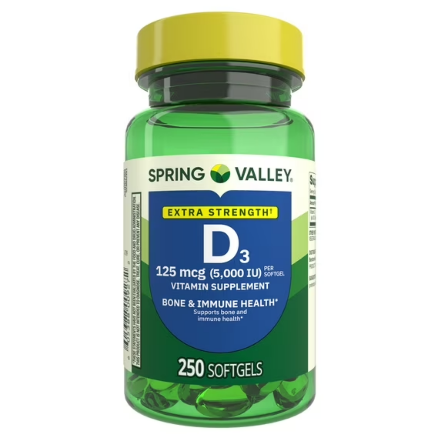 Vitamina D3, 125 mcg, 5.000 iu com 250 Softgel - Spring Valley