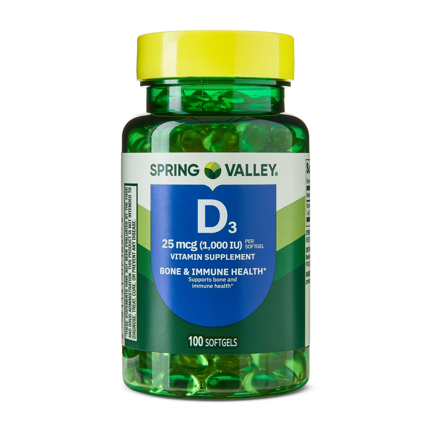 Vitamina D3, 25 mcg, 1.000 iu com 100 Softgel - Spring Valley