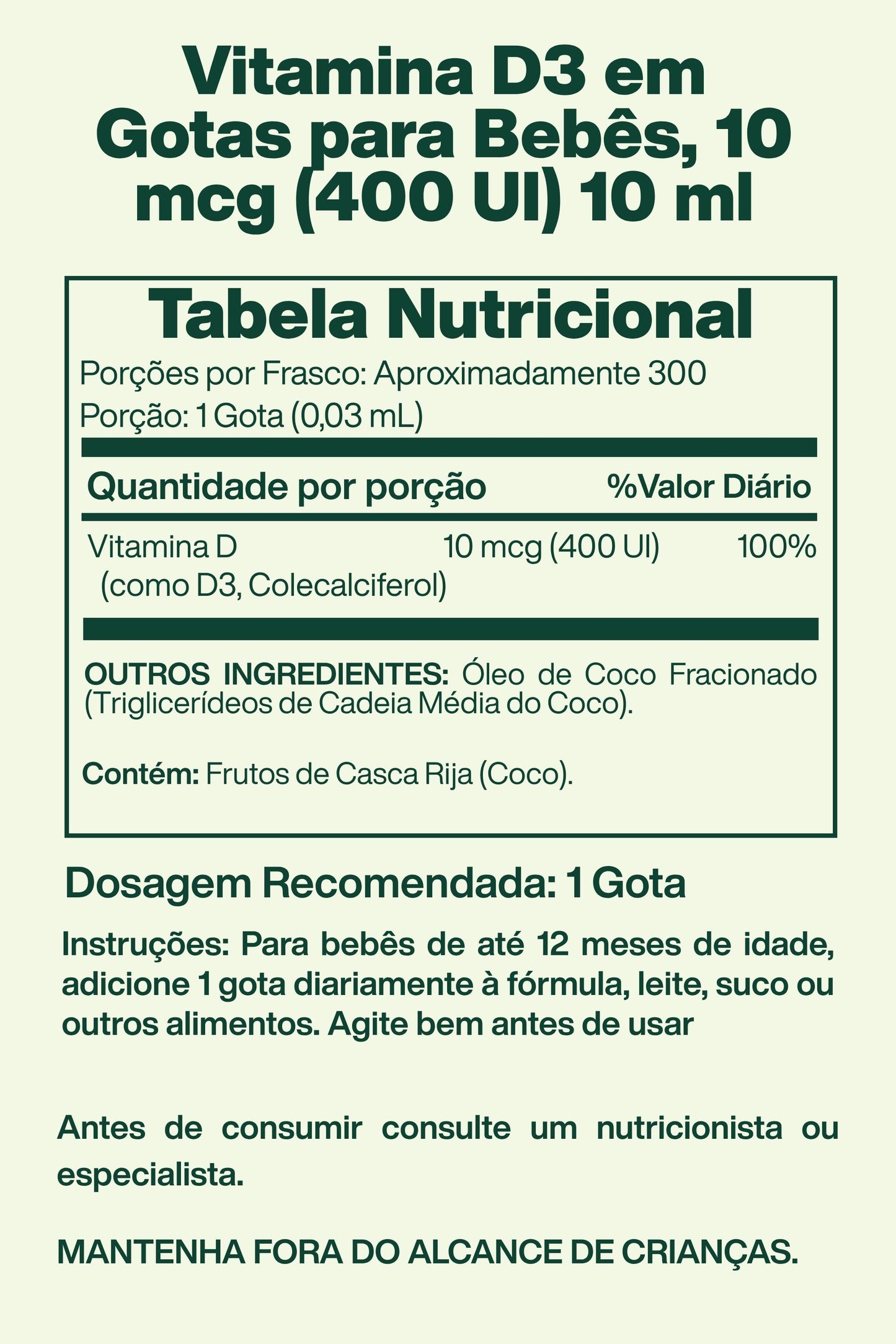 Vitamina D3 em Gotas para Bebês, 10 mcg (400 UI) 10 ml - California Gold Nutrition