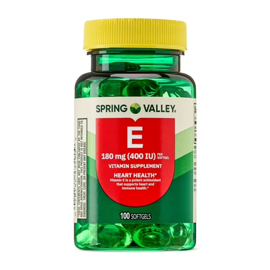 Vitamina E 180 mg 400 iu com 100 Softgel - Spring Valley