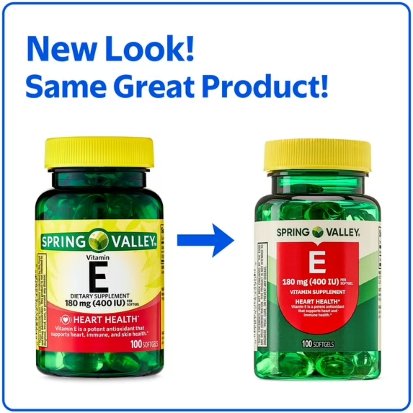 Vitamina E 180 mg 400 iu com 100 Softgel - Spring Valley