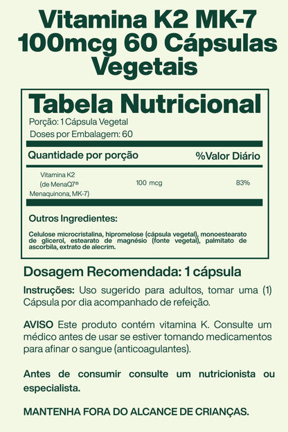 Vitamina K2 MK-7 100mcg 60 Cápsulas Vegetais - Doctor's Best