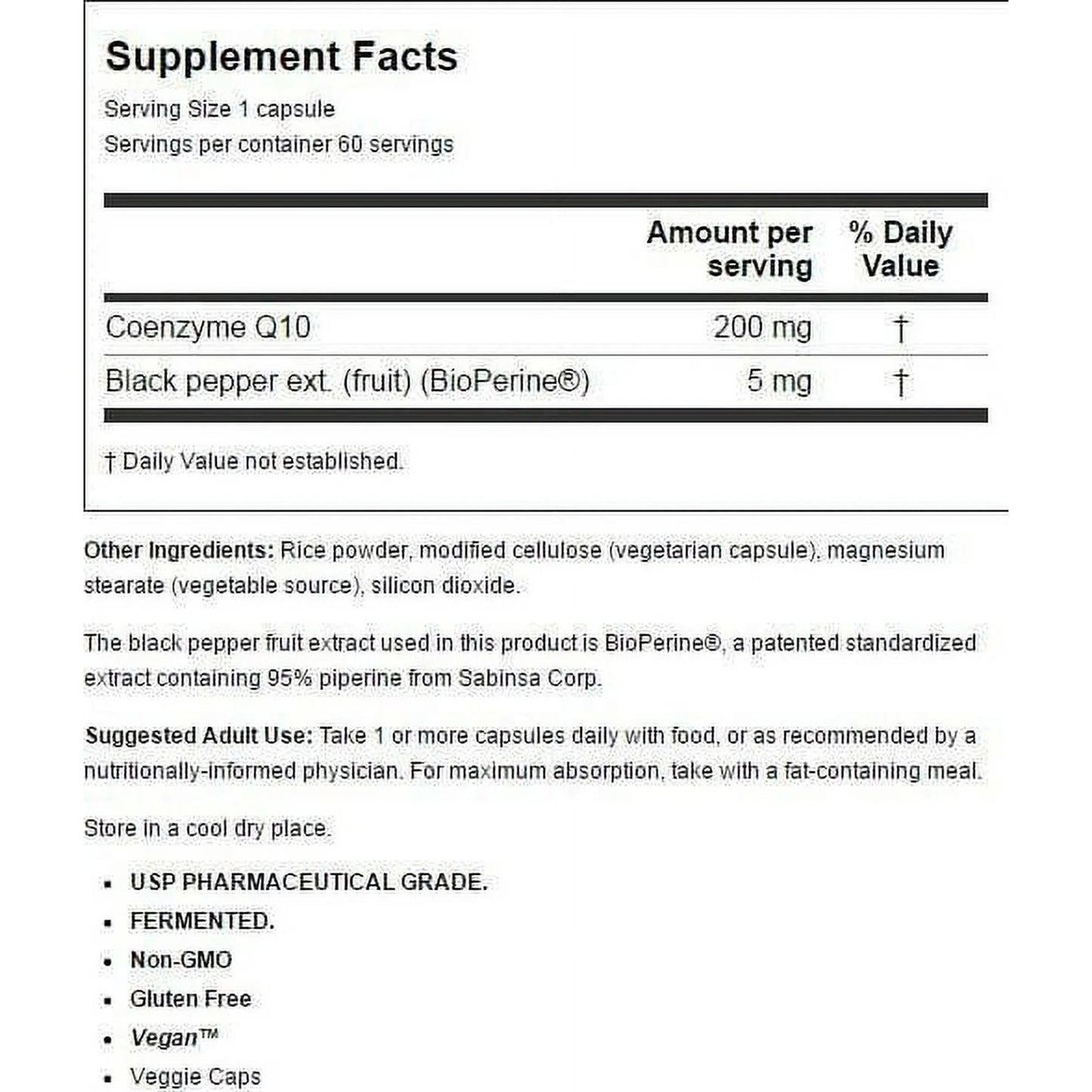 Coenzima CoQ10 com BioPerine 200mg 60 Cápsulas Vegetais - Doctor's Best