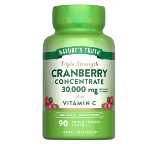 Cranberry Potência Tripla mais Vitamina C, 30.000 mg, 90 Cápsulas - Nature's Truth