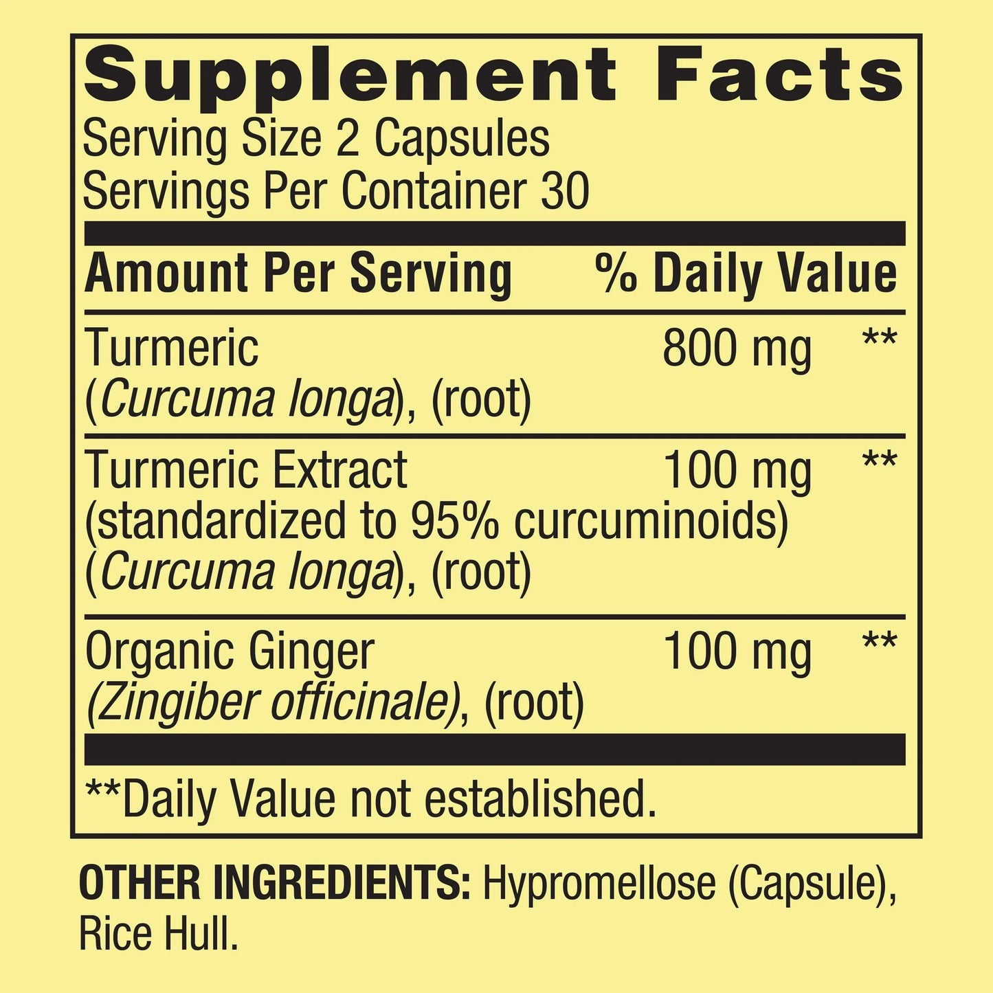 Curcumina Turmeric com Pó de Gengibre 1000 mg 60 Cápsula - Spring Valley