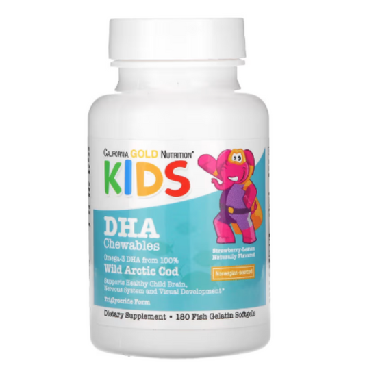 DHA Cápsulas Mastigáveis Crianças, Sabor Morango/Limão 180 cápsulas - California Gold Nutrition