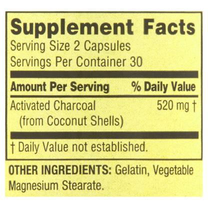 Carvão Ativado 520mg 60 Cápsulas - Spring Valley