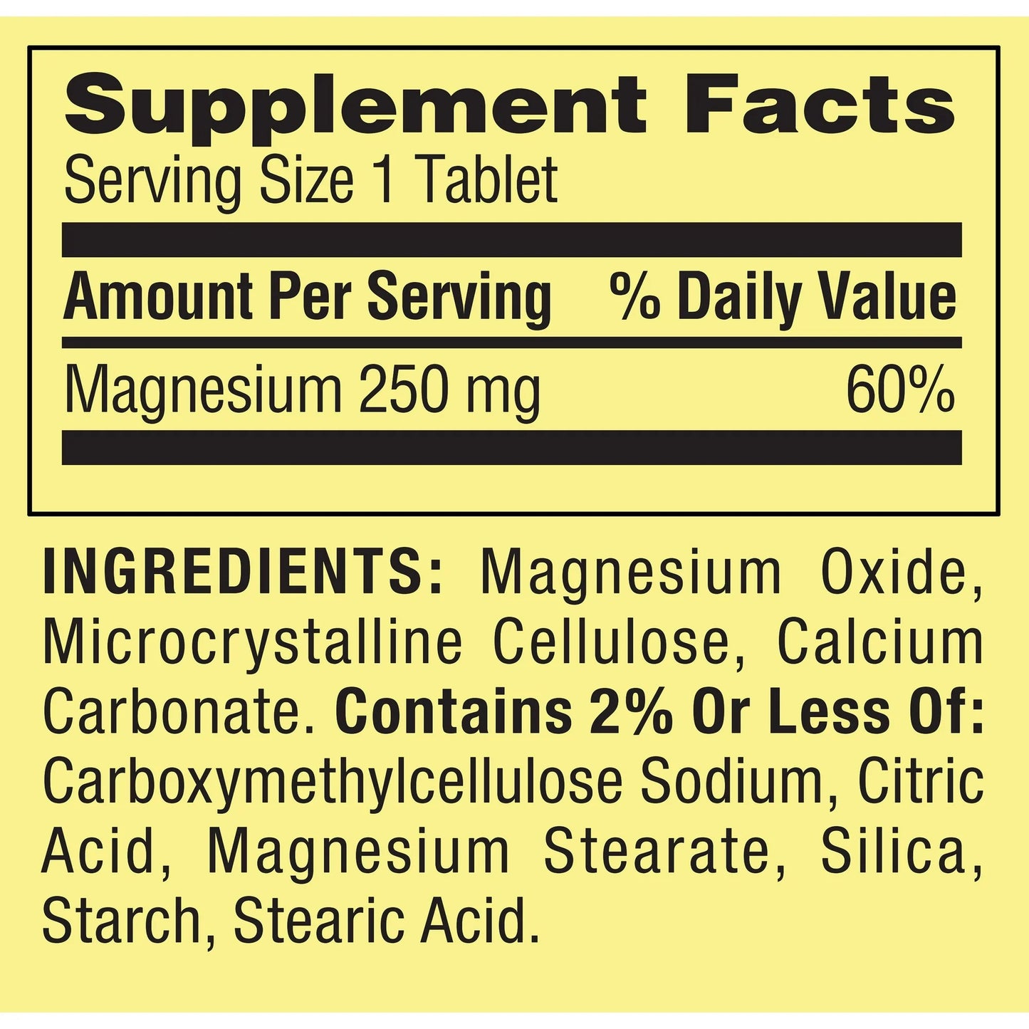 Magnésio 250 mg, 100 Comprimidos - Spring Valley