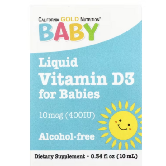 Vitamina D3 em Gotas para Bebês, 10 mcg (400 UI) 10 ml - California Gold Nutrition